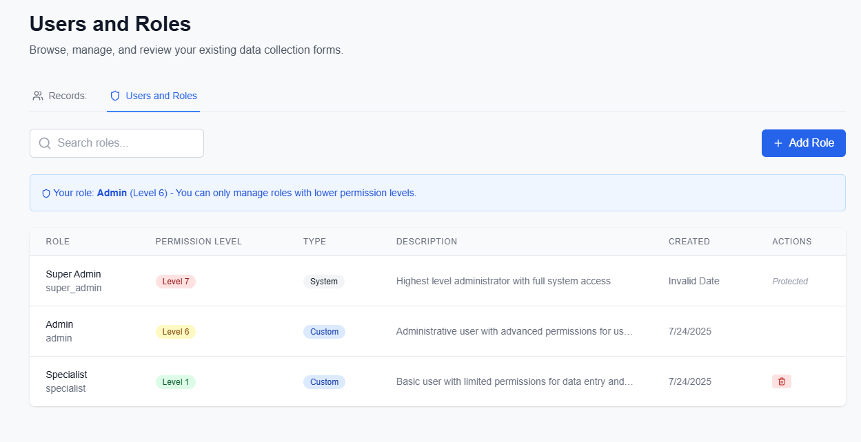 Role-Based Access Control (RBAC) management in DORIS